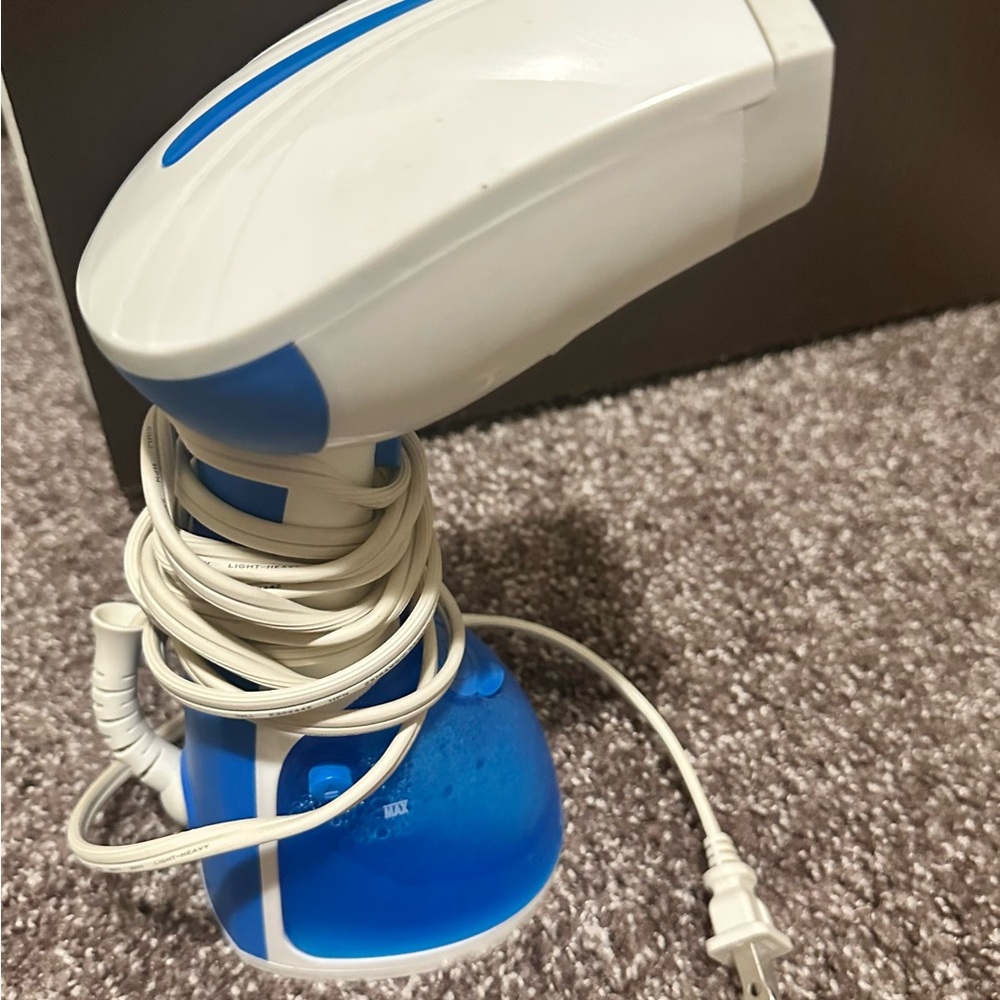 Blue and White Handheld Garment Steamer